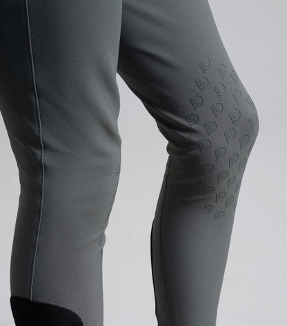 Premier Equine Derby Boys Grey Riding Breeches with Gel Knee Patches