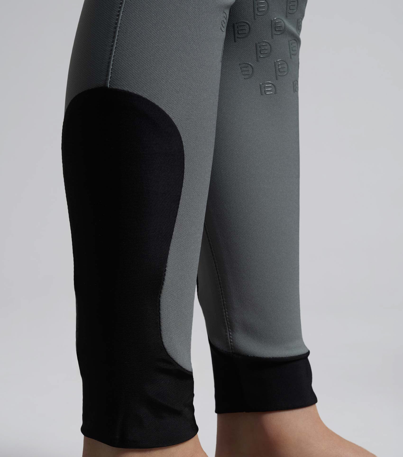 Premier Equine Derby Boys Riding Breeches - Grey Equestrian Apparel with Knee Patch Design