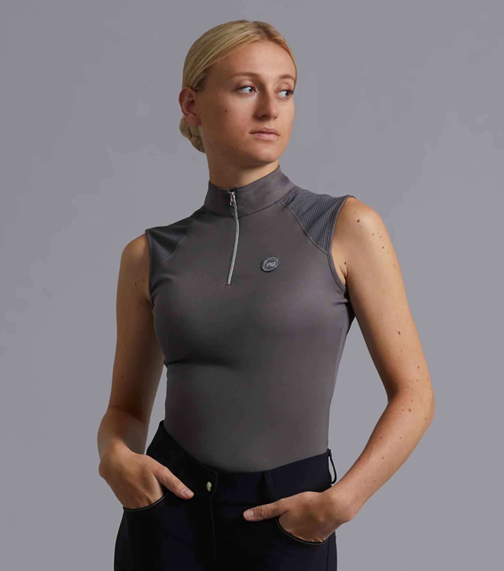 Premier Equine Derina Ladies Technical Sleeveless Riding Top Anthracite Grey