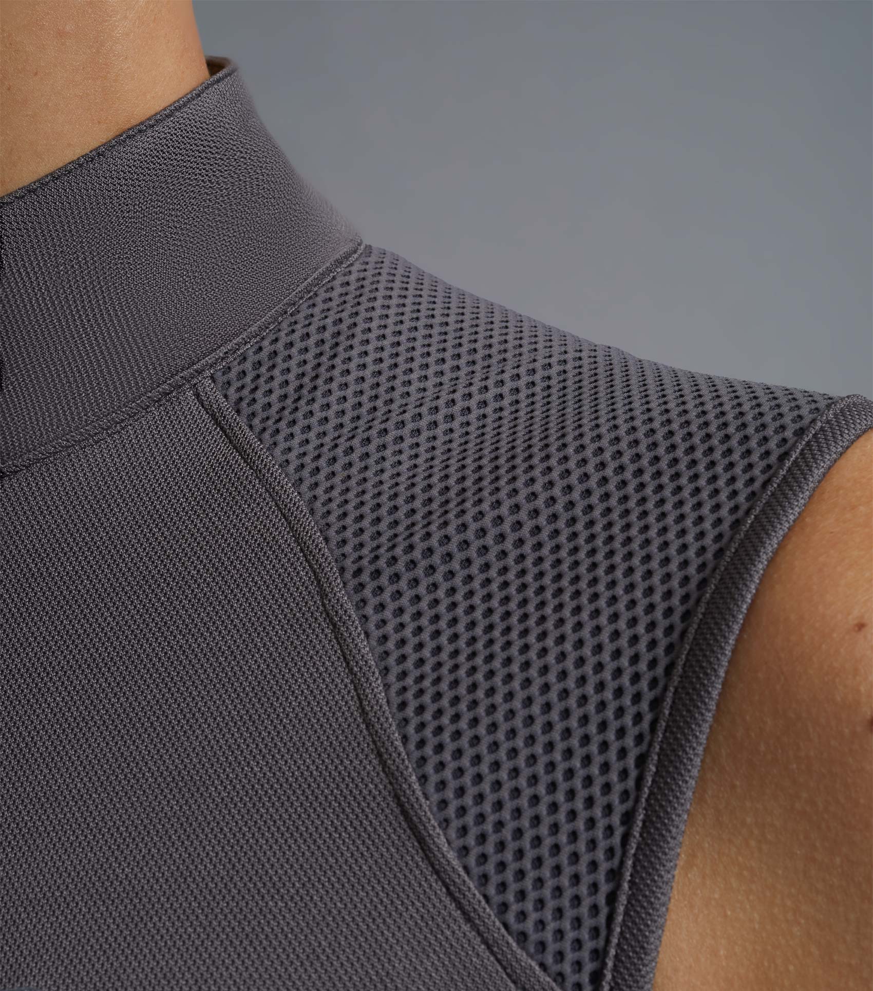 Premier Equine Derina Ladies Sleeveless Riding Top - Anthracite Grey, Technical Fabric, Mesh Shoulders