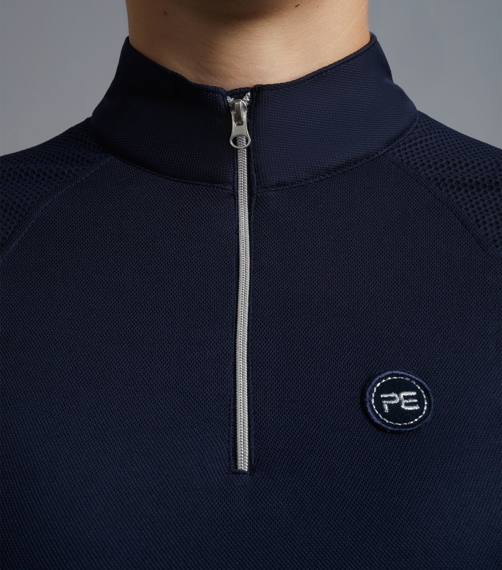 Premier Equine Derina Ladies Sleeveless Technical Riding Top - Navy. Moisture wicking, equestrian apparel.