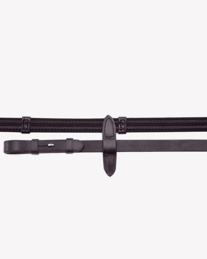 Premier Equine Domenico Web & Rubber Grip Reins Brown