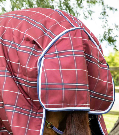 PREMIER EQUINE Burgundy Check Combo Stable Rug | Equiflair Horse Rugs | 200g medium weight. Shop Now!