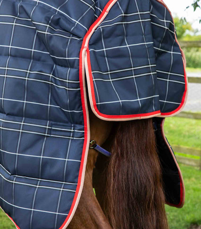 PREMIER EQUINE DOMUS 400G Combo Stable Rug Navy Check - Horse Blanket, Heavyweight, Equiflair