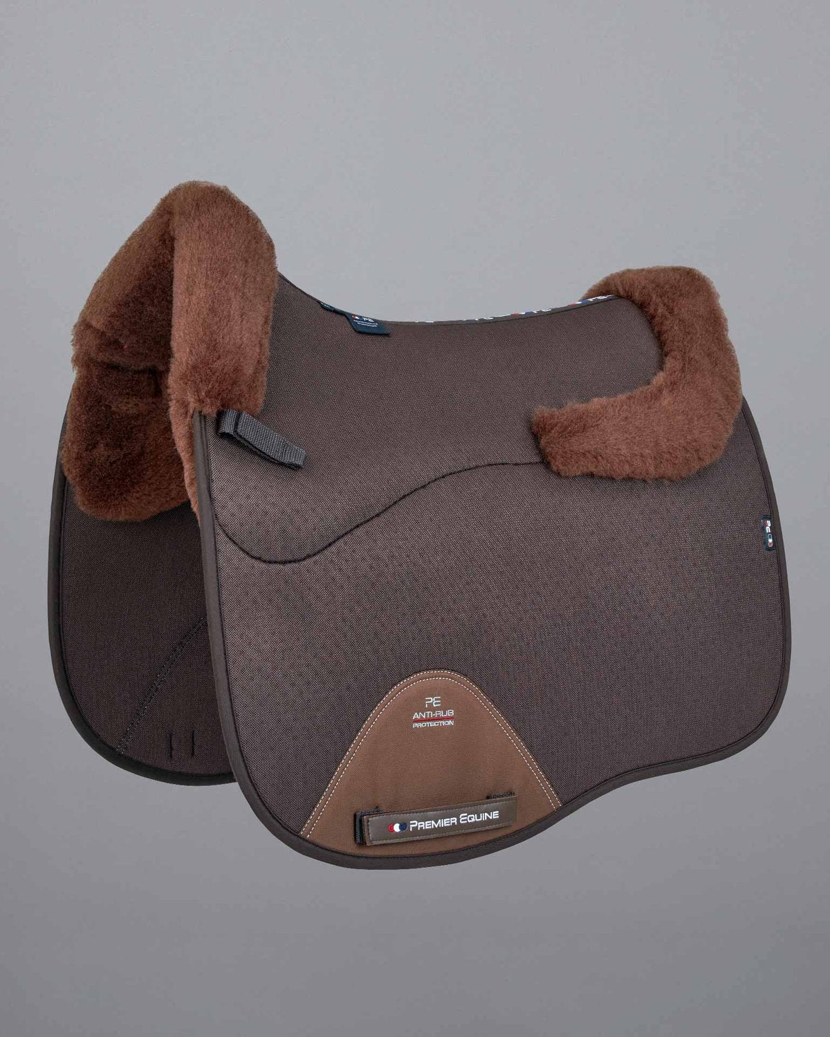 Brown Dressage Saddle Pad with Wool - Premier Equine Airtechnology Shockproof - Equestrian Gear