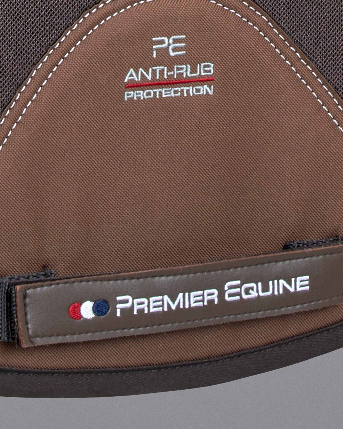 Premier Equine Dressage Saddle Pad: Brown, Airtechnology, Anti-Rub, Shockproof Merino Wool, Logo Detail