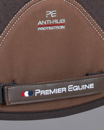 Premier Equine Dressage Saddle Pad: Brown, Airtechnology, Anti-Rub, Shockproof Merino Wool, Logo Detail