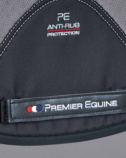 PREMIER EQUINE Airtechnology Dressage Saddle Pad: Shockproof Wool, Anti-Rub Protection. Horse tack close-up.