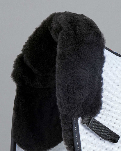 Dressage Saddle Pad - White AirTech Pad with Black Wool Lining for Horse Comfort and Protection