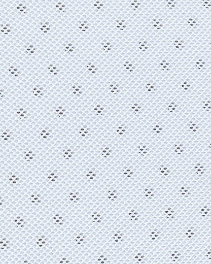 Close-up of white dressage saddle pad with wool, shockproof airtech mesh. Premier Equine gear for sensitive horses.