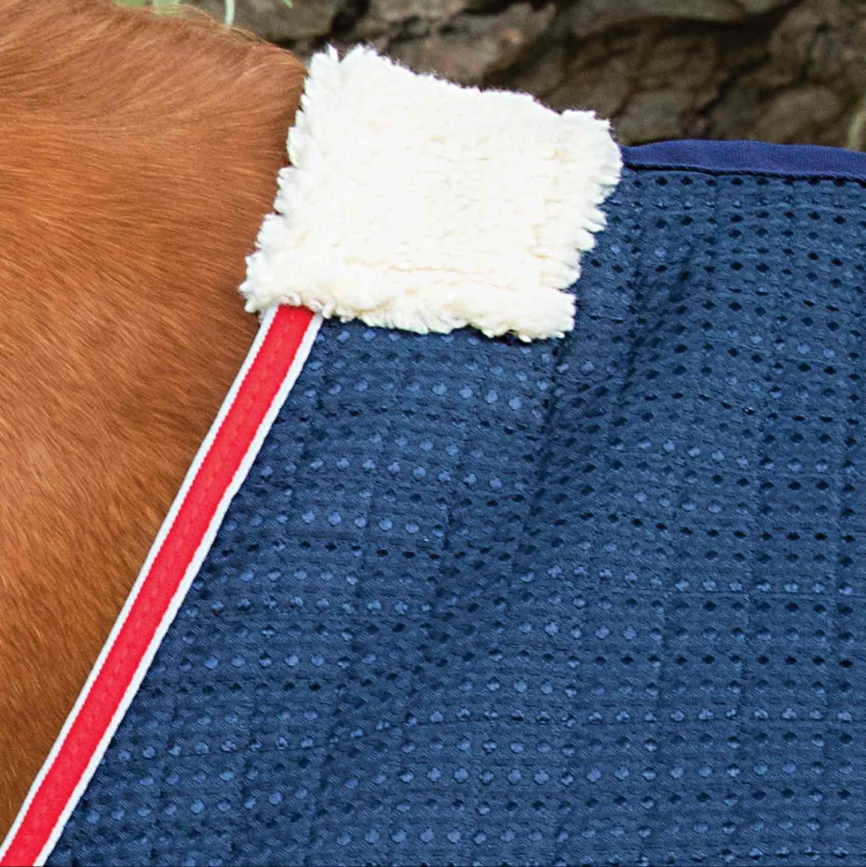 PREMIER EQUINE Dry-Tech Horse Cooler Rug in Navy: Breathable, quick-drying Equine cooler rug detail