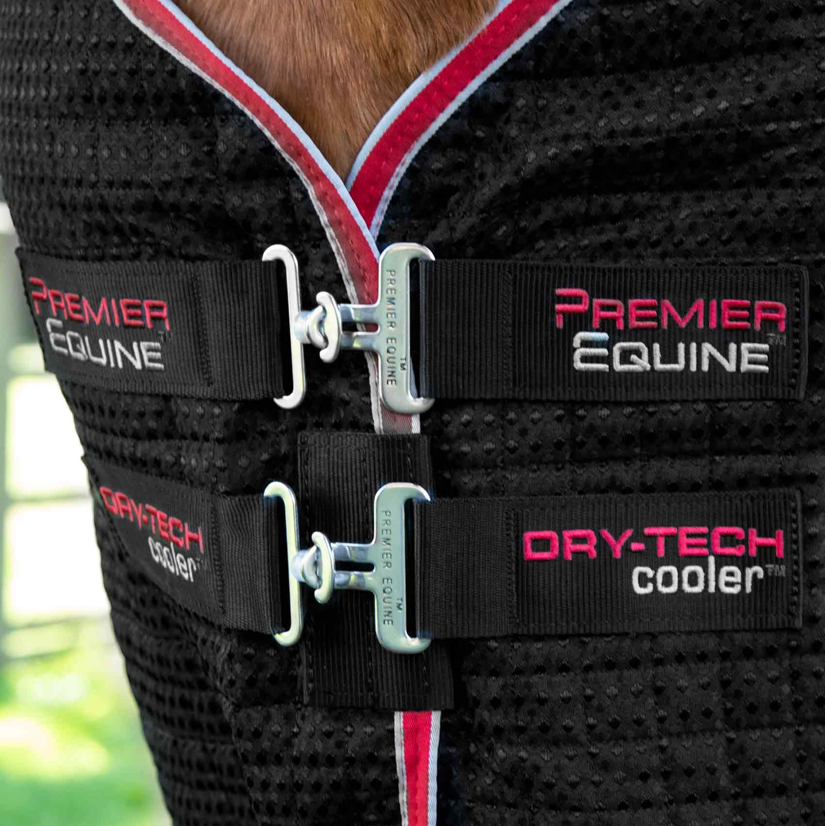 Premier Equine Dry-Tech Black Horse Cooler Rug Close-up - Quality Horsewear