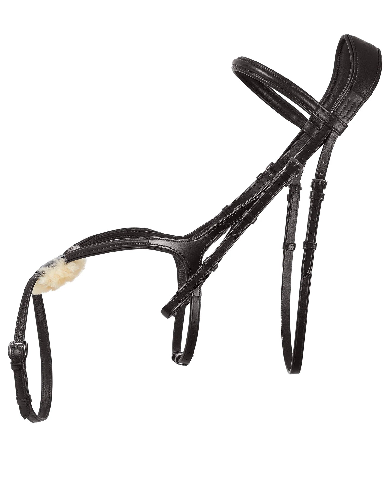 Grackle Bridle: Brown Leather Horse Bridle with Anatomic Headpiece & Sheepskin Pad - Premium Horse Tack