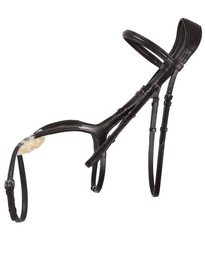 Grackle Bridle: Brown Leather Horse Bridle with Anatomic Headpiece & Sheepskin Pad - Premium Horse Tack