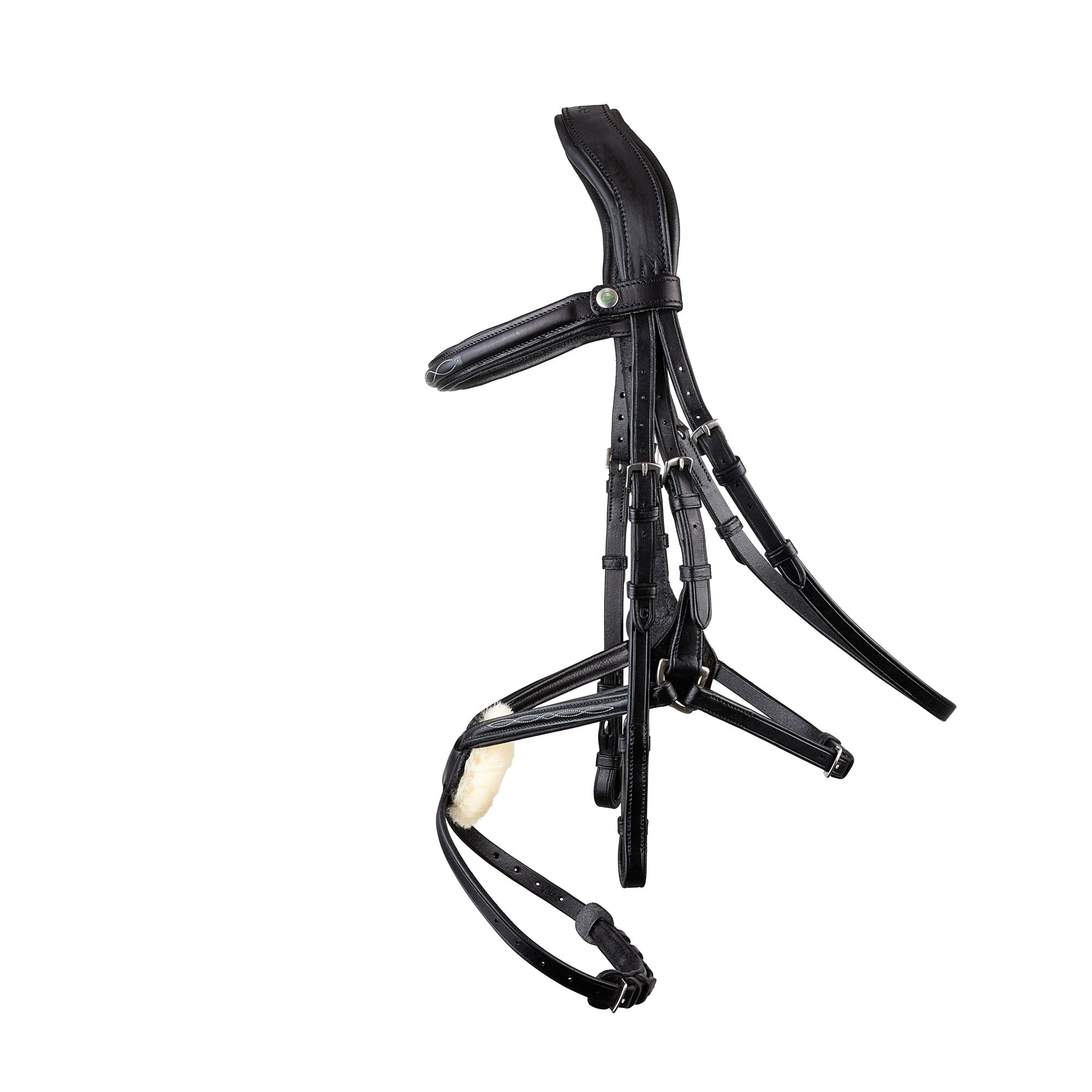 ECORIDER Galway V2.0 Black Horse Bridle - Anatomic Leather Bridle with Grackle Noseband, Removable Browband, and Lambswool Padding