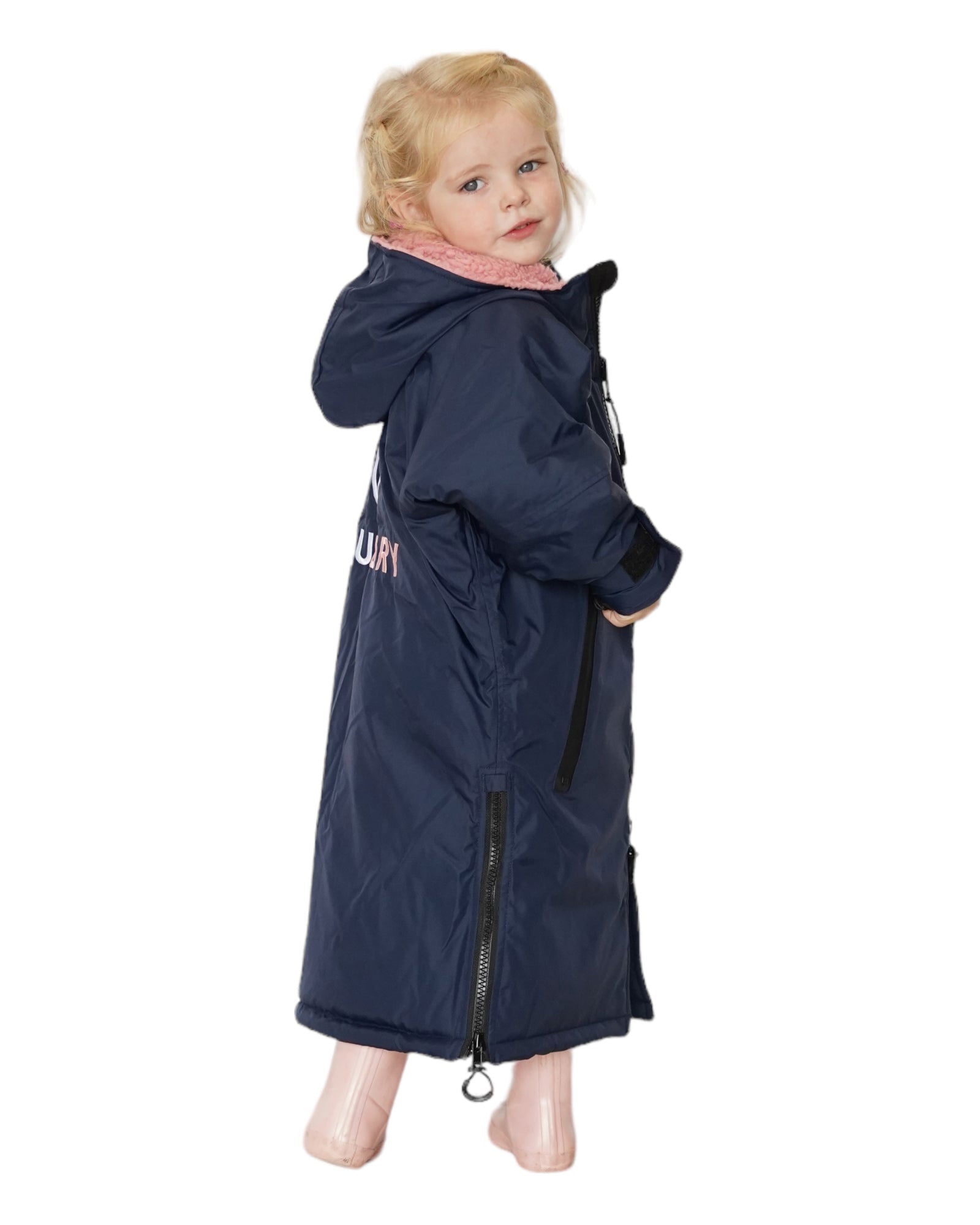 Equidry Child's Riding Coat - Waterproof, Fleece-Lined Navy & Pink Outdoor Jacket for Kids