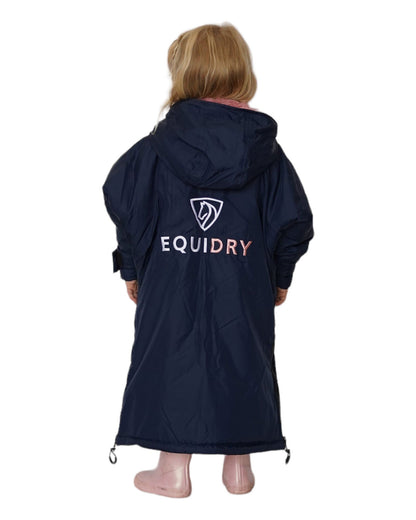 EQUIDRY Children's Navy & Pink Fleece Lined Riding Coat. Waterproof Kids Equestrian Apparel.