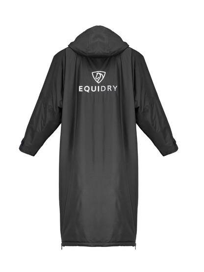EQUIDRY waterproof horse riding raincoat All Rounder Original thick fleece Women's black/grey 