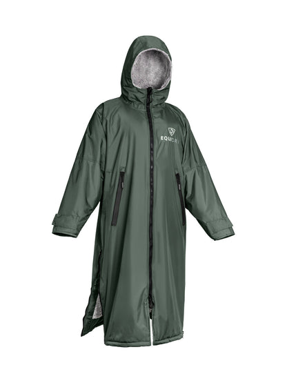 EQUIDRY waterproof horse riding raincoat All Rounder Original thick fleece Women's Black Forest Green/Grey 