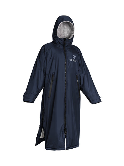 EQUIDRY waterproof horse riding raincoat All Rounder Original thick fleece Women's Navy/Grey