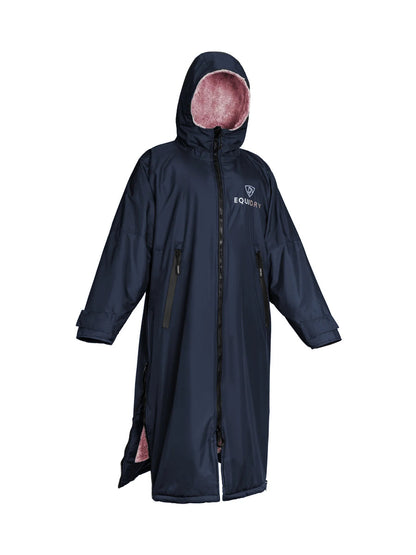 EQUIDRY waterproof horse riding raincoat All Rounder Original thick fleece Women's Navy/Pale Pink 