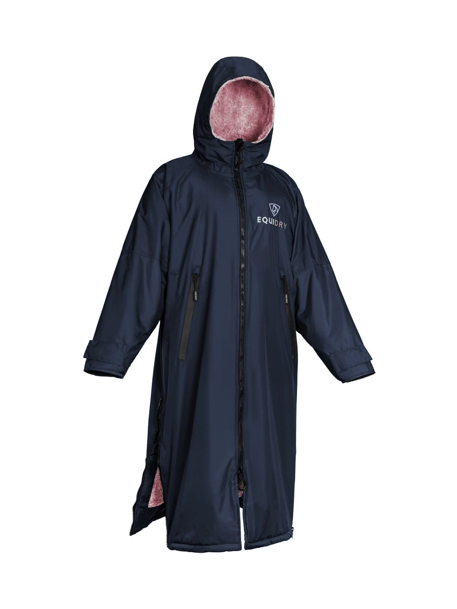 EQUIDRY waterproof horse riding raincoat All Rounder Original thick fleece Women's Navy/Pale Pink 