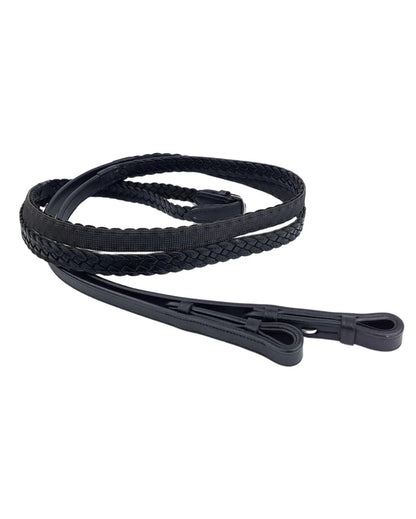 Black Plaited Leather Reins for Horse Riding - Premium Quality