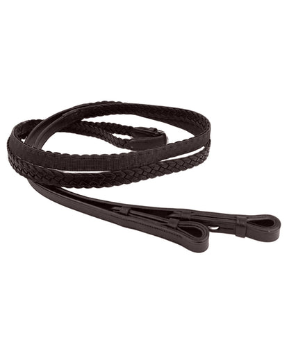 Brown Plaited Leather Reins - Equestrian Horse Riding Reins with Inside Grip