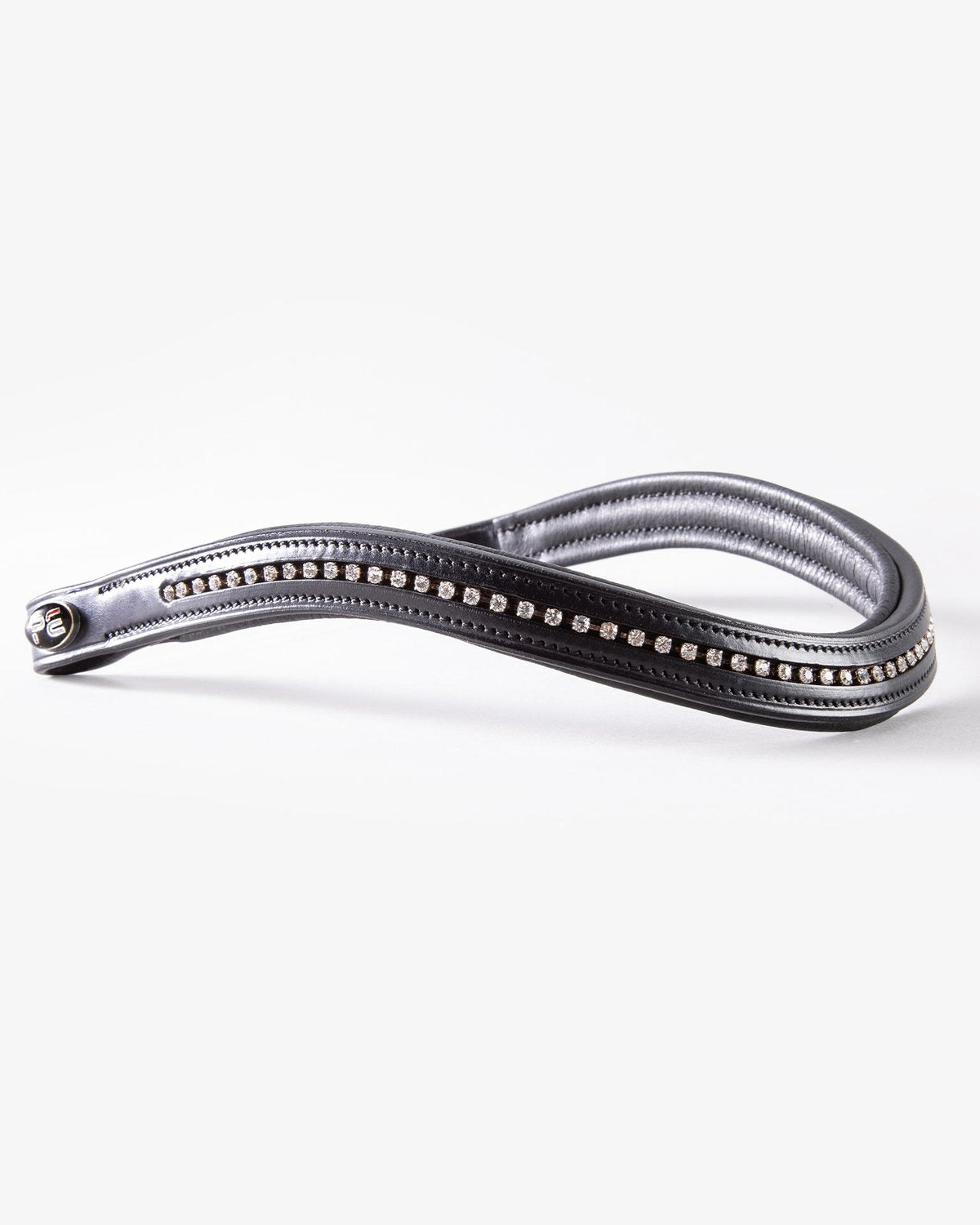 Premier Equine Black Leather Equestrian Browband with Diamante Detailing