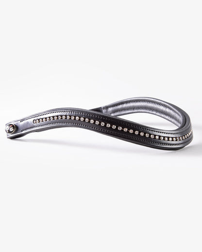 Premier Equine Black Leather Equestrian Browband with Diamante Detailing