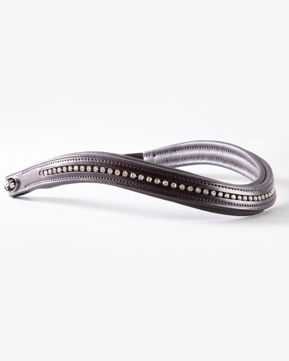 Premier Equine Elaborare Brown Leather Horse Browband with Diamante Crystals
