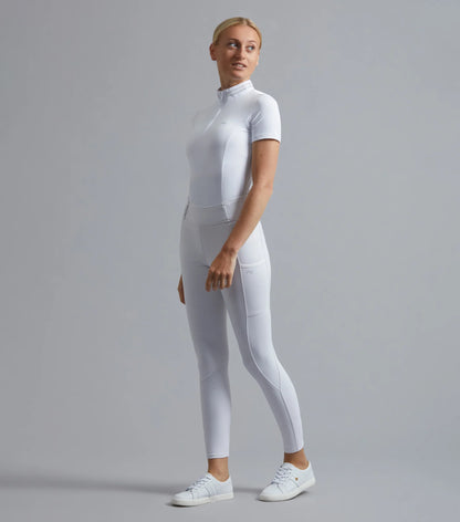 Premier Equine Electra Ladies Full Seat Gel Riding Tights - White Equestrian Apparel