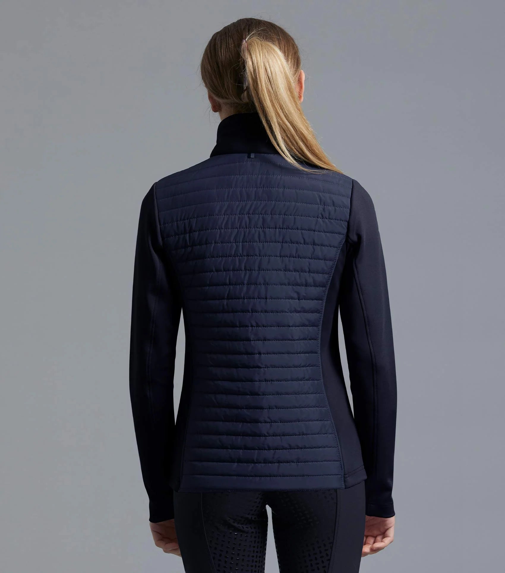 PREMIER EQUINE Elena Ladies Hybrid Technical Riding Jacket Navy - Quilted, Moisture-Wicking, Riding Gilet