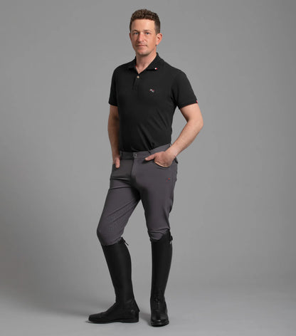 Premier Equine Emilio Men's Gel Knee Riding Breeches - Anthracite at Equiflair - Stylish equestrian apparel.