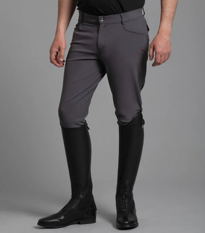 Premier Equine Emilio Men's Gel Knee Riding Breeches Anthracite - Technical, Breathable, Four-Way Stretch Fabric