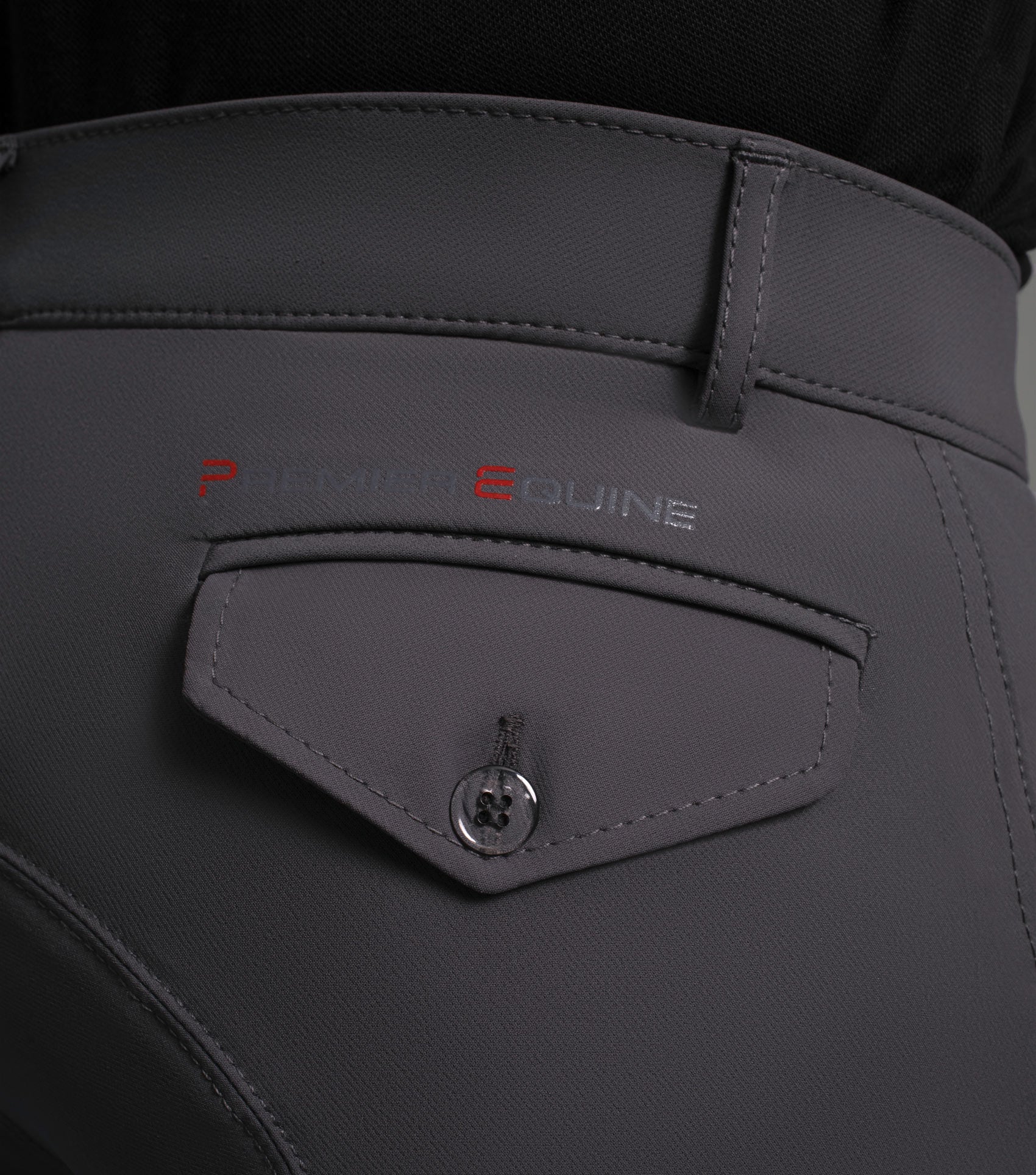 Premier Equine Emilio Men's Riding Breeches Anthracite - Gel Knee, Stretch Fabric