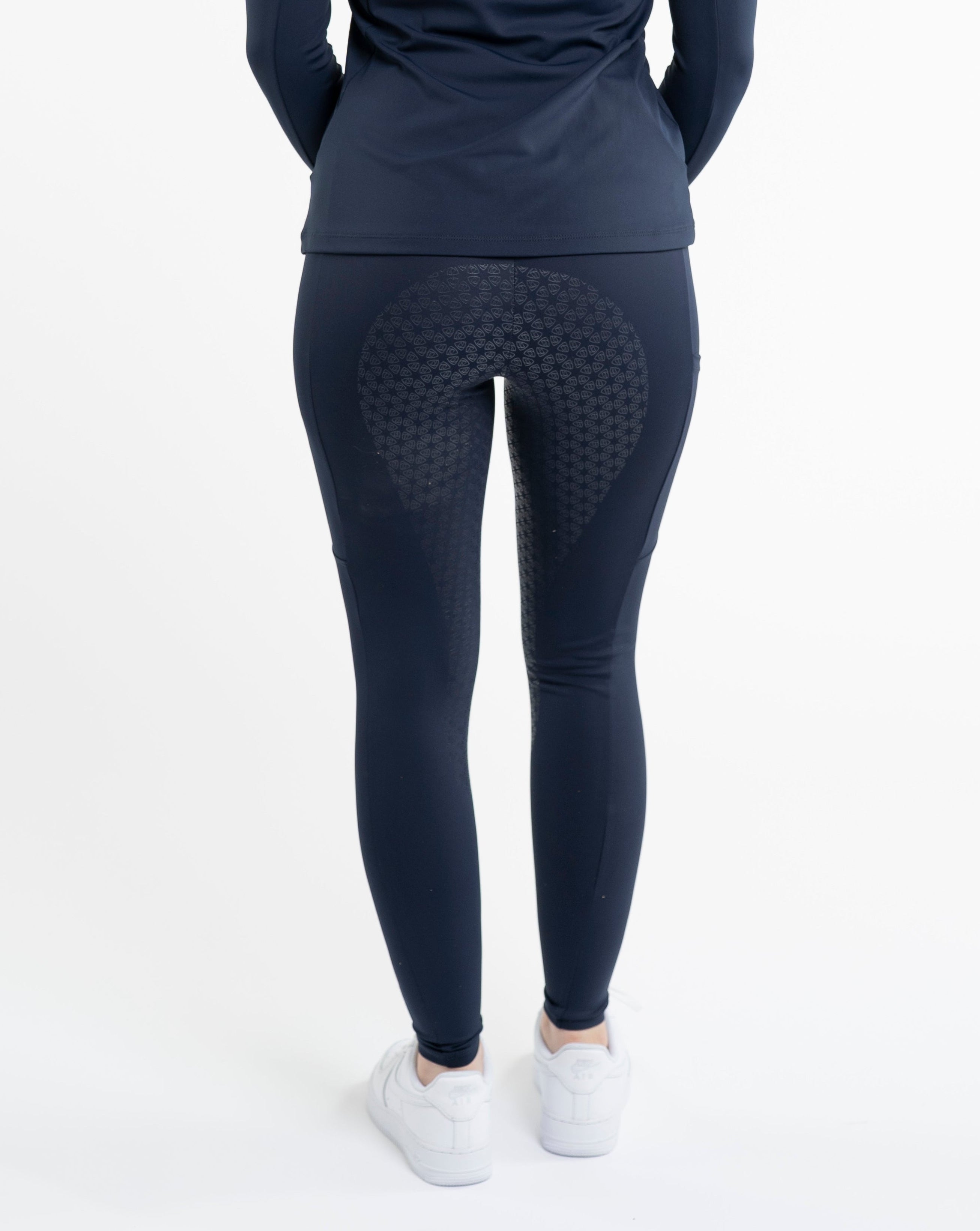 EQUIDRY Water Repellent Leggings Full Seat Women's Navy/Raspberry