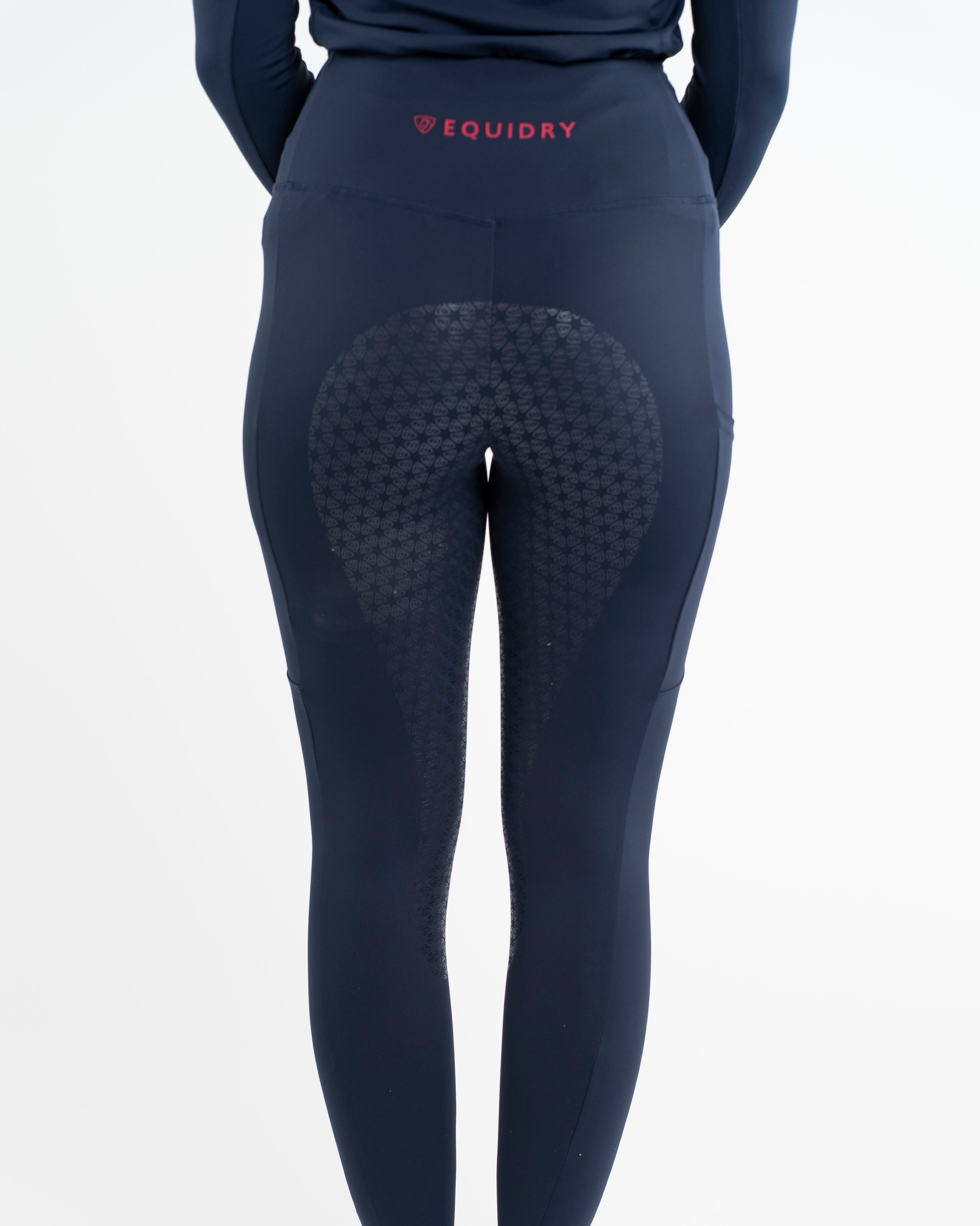 EQUIDRY Water Repellent Leggings Full Seat Women's Navy/Raspberry