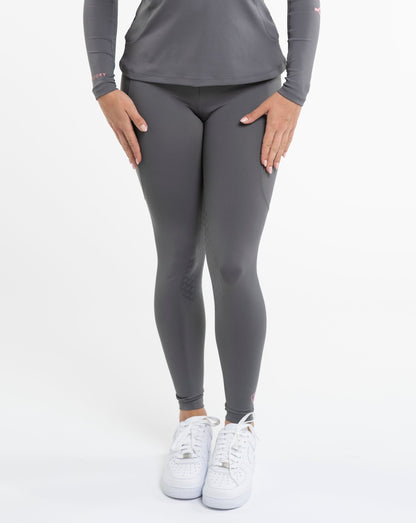 EQUIDRY Water Repellent Leggings Full Seat Women's Grey/Pale Pink