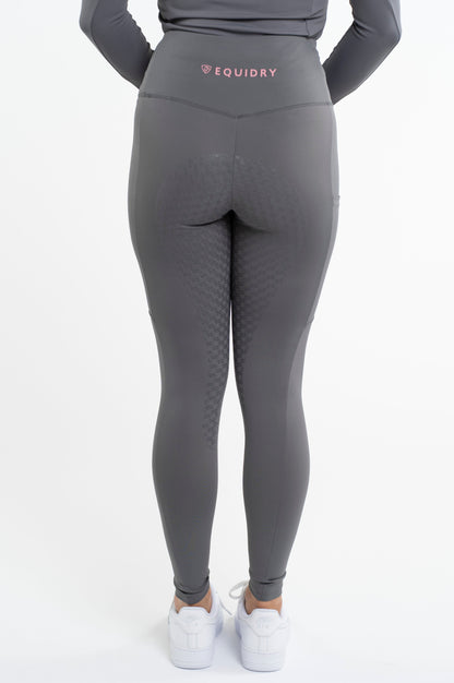 EQUIDRY Water Repellent Leggings Full Seat Women's Grey/Pale Pink
