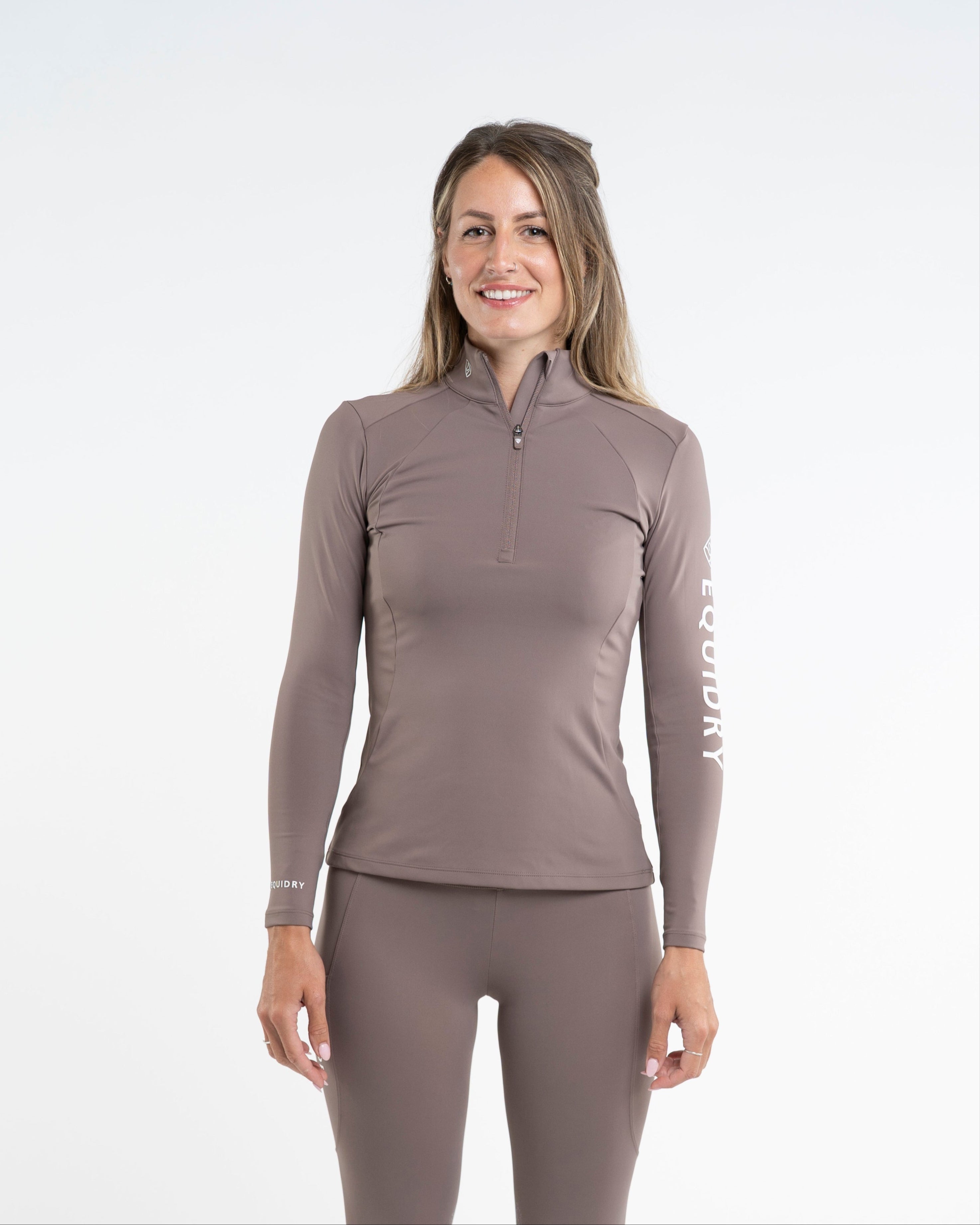 EQUIDRY Women's Water Repellent Base Layer Mocha - Equestrian Riding Apparel, Equiflair Brand