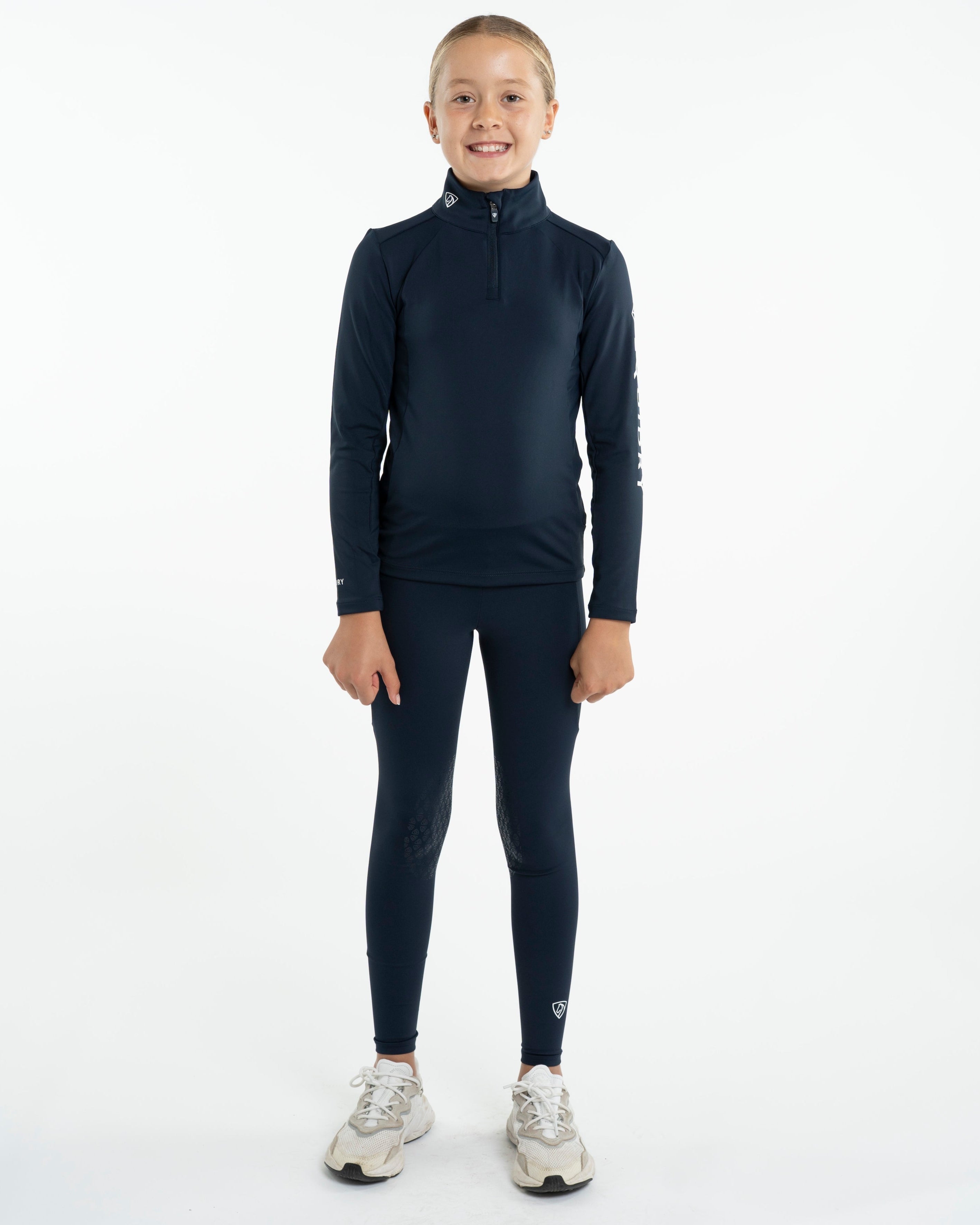 EQUIDRY Water Repellent Leggings Knee Grip Children's Navy/White