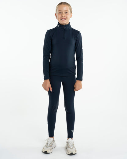EQUIDRY Water Repellent Leggings Knee Grip Children's Navy/White