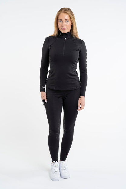 EQUIDRY Water Repellent Leggings Full Seat Women's Black/White