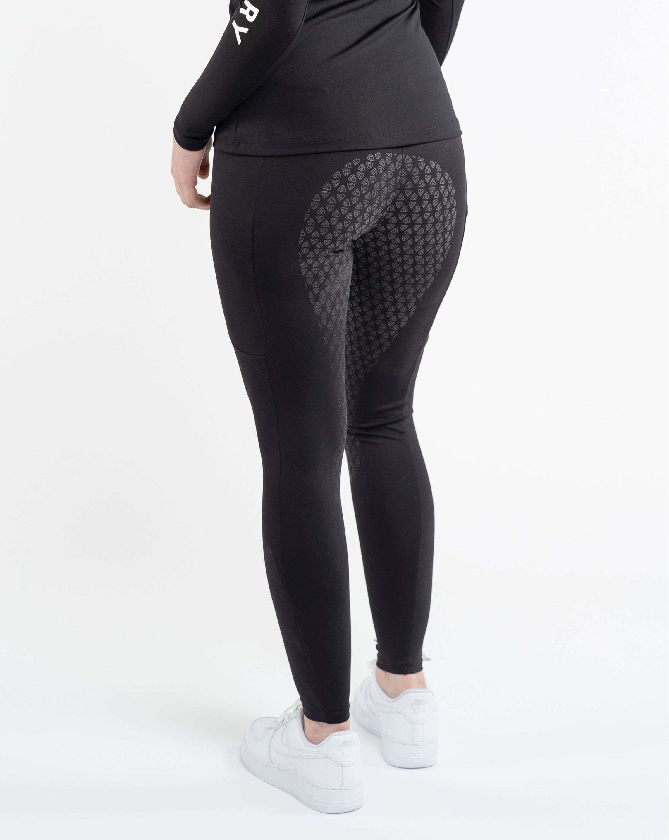 EQUIDRY Water Repellent Leggings Full Seat Women's Black/White