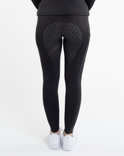 EQUIDRY Water Repellent Leggings Full Seat Women's Black/Lilac