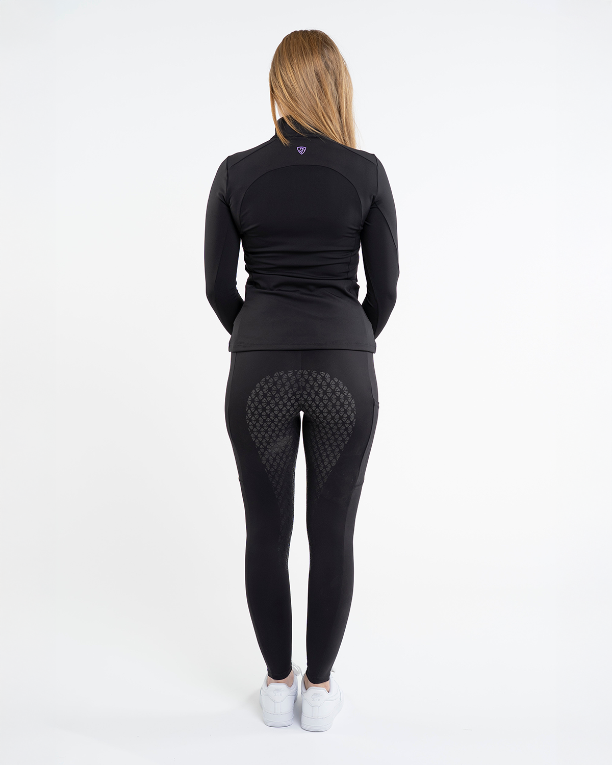 EQUIDRY Water Repellent Leggings Full Seat Women's Black/Lilac