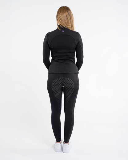EQUIDRY Water Repellent Leggings Full Seat Women's Black/Lilac