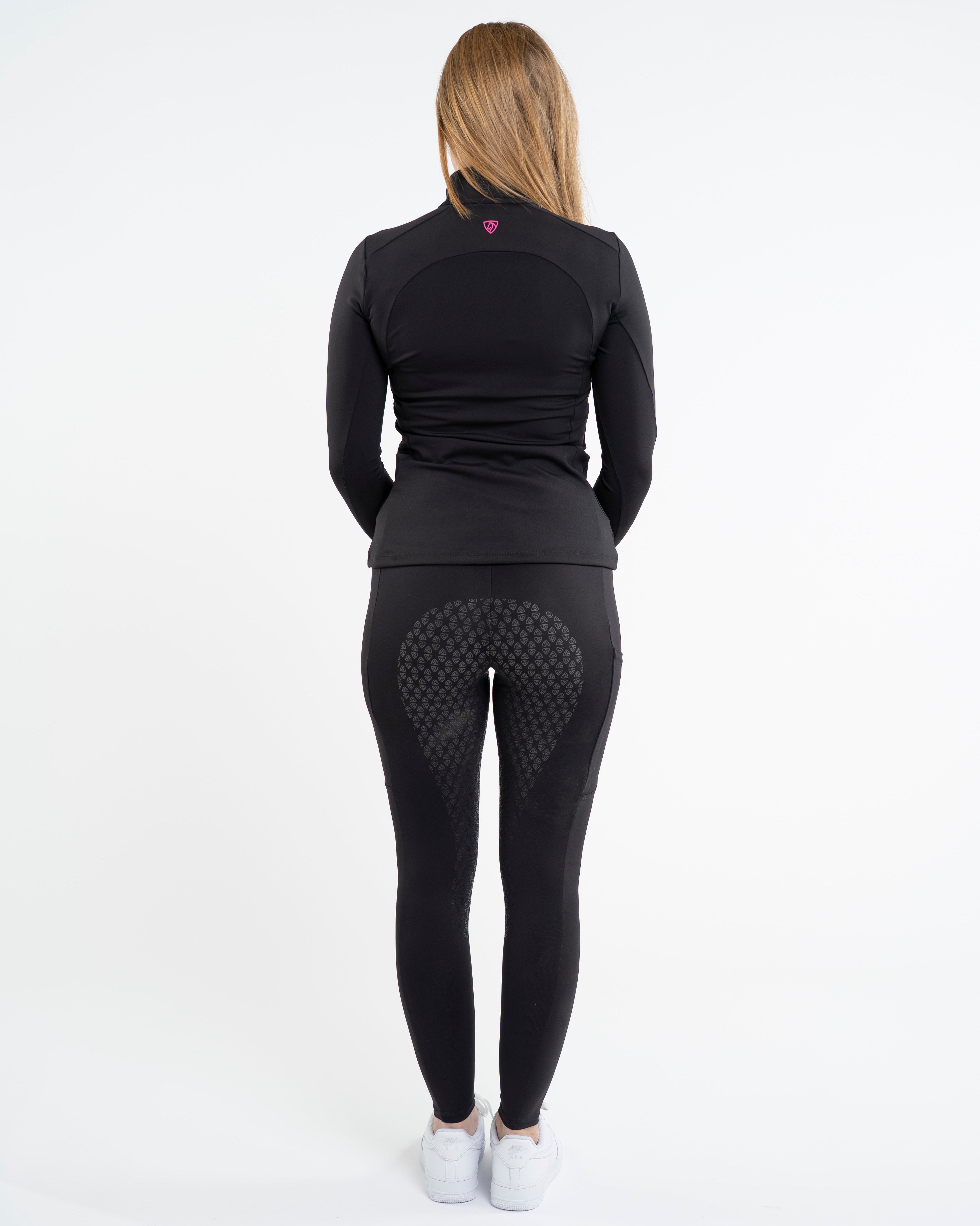 EQUIDRY Water Repellent Leggings Full Seat Women's Black/Pink
