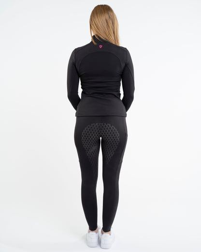 EQUIDRY Water Repellent Leggings Full Seat Women's Black/Pink